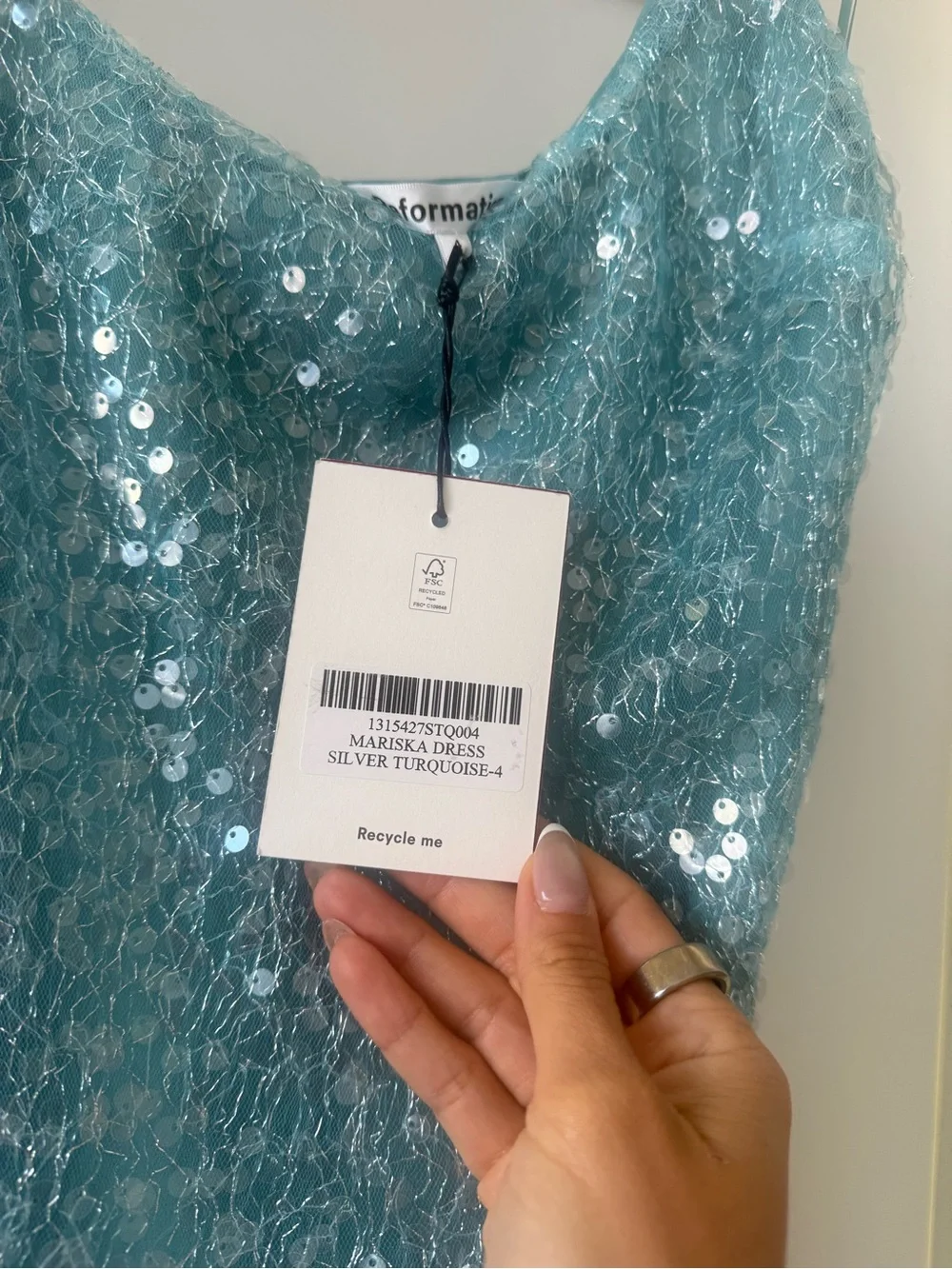 Reformation Teal Sequin Midi Dress